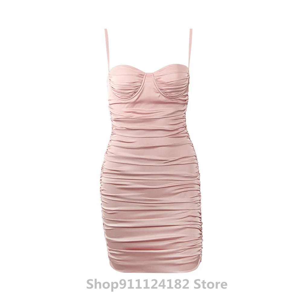 

European And American Fashion Sling Slim Fit Pleated Hip Skirt Female Cross-Border Hot Style Sexy Nightclub Dress 2021