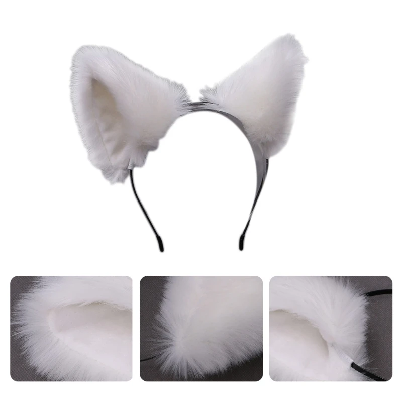 Women Anime Furry Animal Kitty Cat Ears Headband Kawaii Lolita Maid Hair Hoop Halloween Cosplay Party Fancy Headwear images - 6