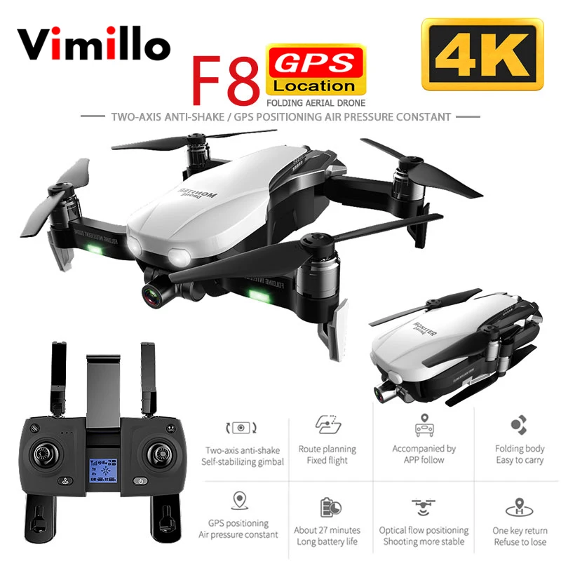 F8 GPS Дрон с 4K профессиональной камерой Wi Fi FPV двухосевой стабилизирующий