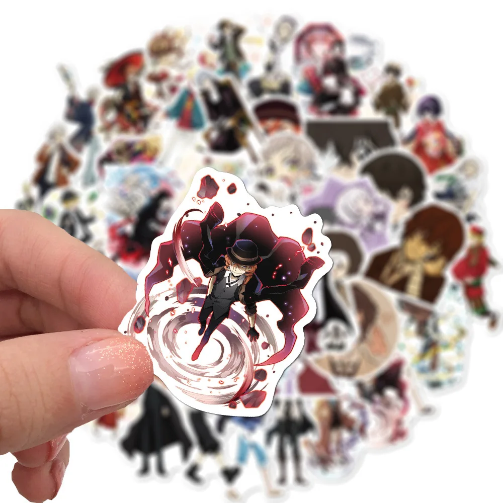 Bungo Stray-pegatinas de perros de PVC para ni&ntilde;os, pegatinas de grafitis, maletas, equipaje, guitarra, coche, impermeable, 50 Uds.-3