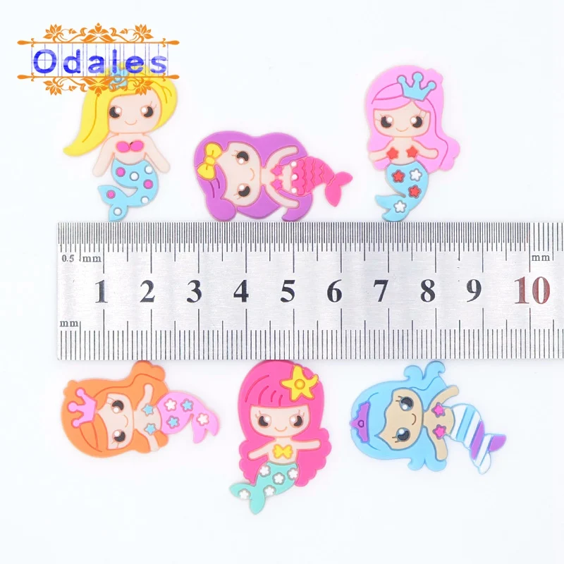 

30Pcs/lots Mixed Mermaid Patches with Crown Starfish DIY Crafts Appliques 3D Girls Planar Figurine Accessories Bow Center A52