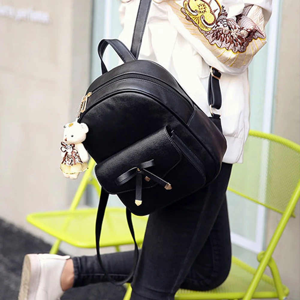 4 pcs/Set Women Backpack Small Size Fashion Teenage Girls PU Leather Backpacks with Purses Mochila Feminina | Багаж и сумки