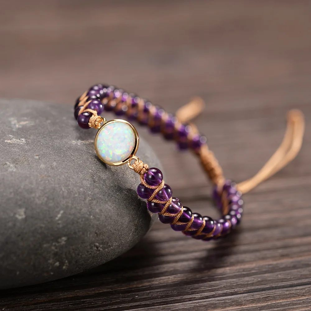 

Boho Handmade White Opal Beads Leather Warp Bracelets for Women Diy Natural Stone Beaded Friendship Bracelet Jewelry Gifts