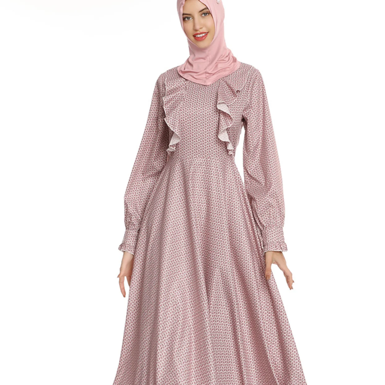 

2021 New Muslim Ramadan Malay Long Sleeve Dress Ethnic Style Long Dress Muslims Women Dress Muslim Fashion European Clothing