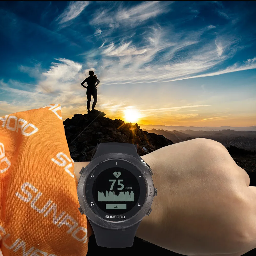 Цифровые спортивные мужские часы SUNROAD с высотомером барометром пульсометром
