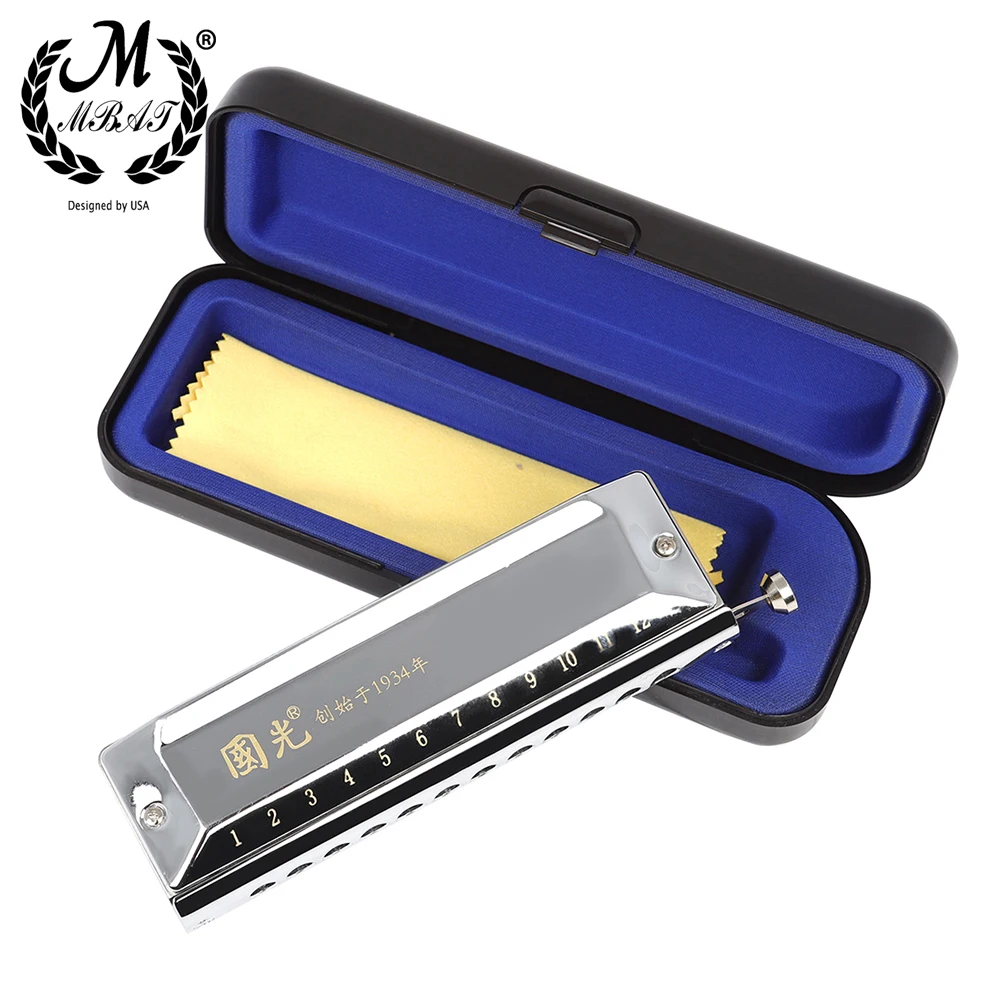 M MBAT Harmonica 12 Holes 48 Tones have Normal tone and Semitone melody Mouth Organ Wind Musical Instruments Bagpipe Tool