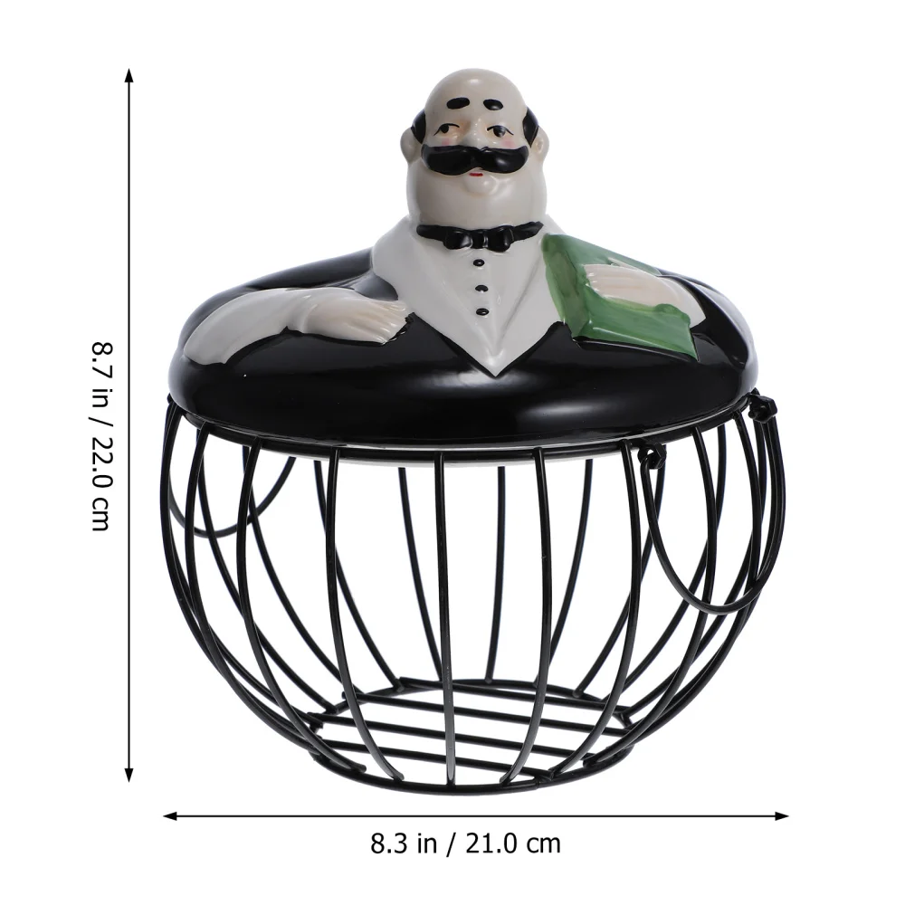 

1Pc Iron Art Egg Basket Fruit Garlic Snack Basket Home Food Storage Holder