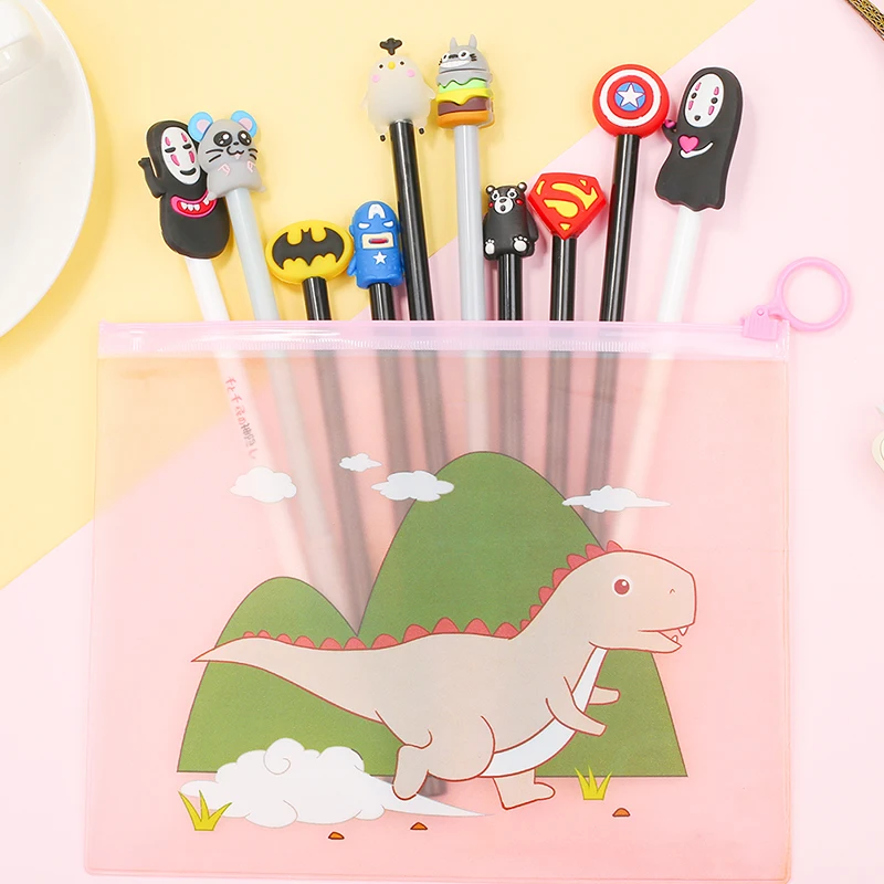 10Pcs Mixed Kawai Stitch Alpaca Unicorn Pokemon Gel Pen Cute Cat Spirited Away Pink Panther Flamingo Anime Hero Bts School Thing |