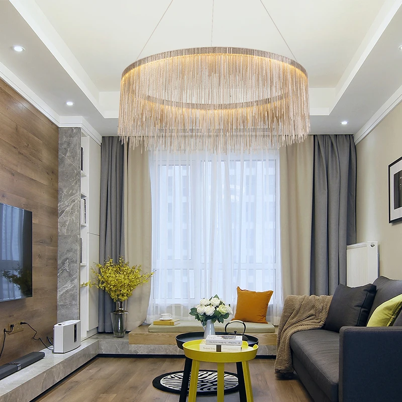 

Modern Tassels Lamp Luxury chandelier living room decoration Silver gold Dimmable hanging Lamp chandelier lighting for bedroom