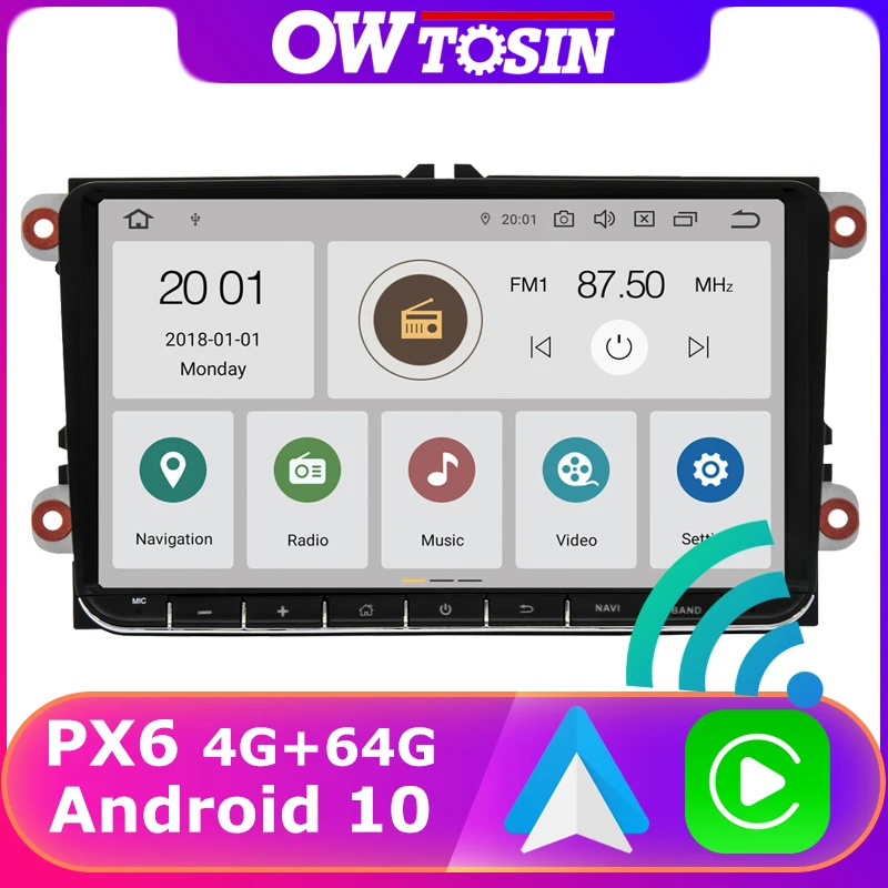 Мультимедийная магнитола PX6 4 + 64 ГБ Android 10 GPS для VW Golf Plus MK5 MK6 VI6 A6 Jetta V Passat B6 B7 3C CC Polo