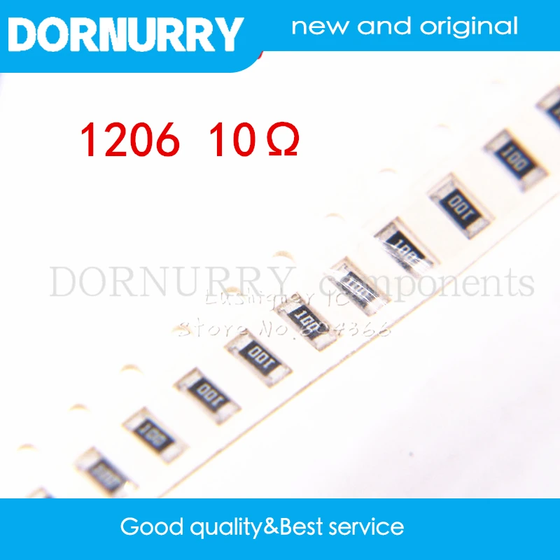 

100PCS 1206 SMD Resistor 5% 10 Ohm 100 10.0ohm 10R0 DORNURRY
