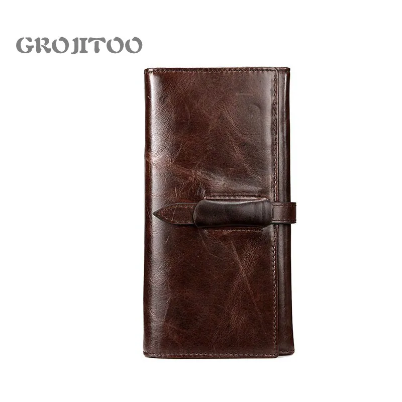 Кошелек GROJITOO из вощеной кожи для мужчин и женщин повседневный длинный бумажник
