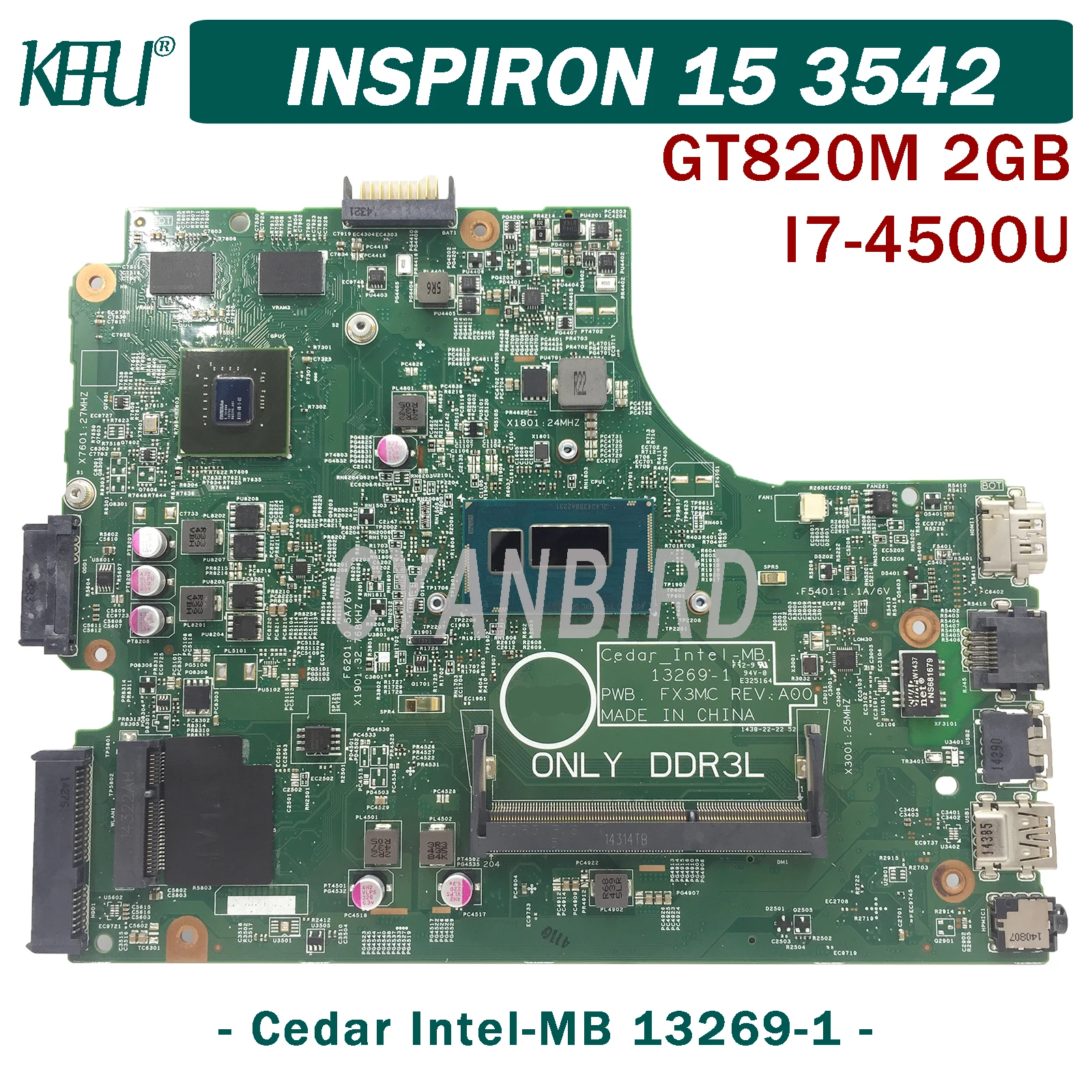 

Оригинальная материнская плата для ноутбука Dell Inspiron 14-13269 15-3442 с DDR3L