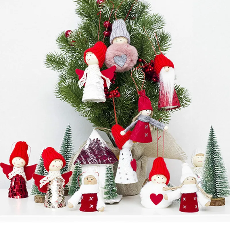

Мини тканевые Рождественские куклы, подвесные украшения для рождественской елки, милый ангел, рождественские украшения для дома, детская и...