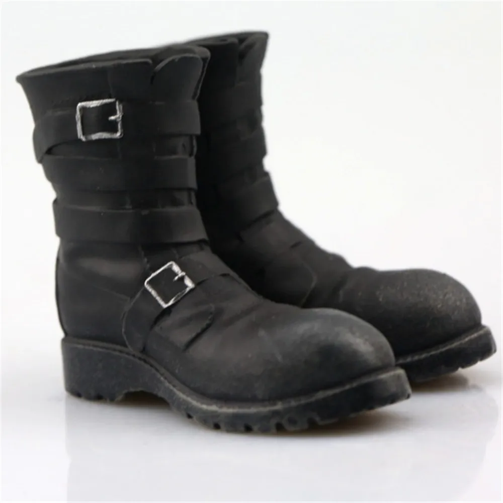 VF003 1/6 Scale Male Soldier Black Boots Hollow Mid-high Boot Tank Wart shoes Leather boots For 12