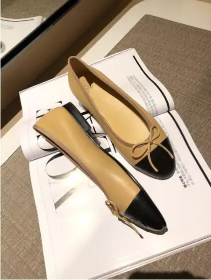 

Hot selling Classic All-match Flat Keel Thin Shoes Women Spring round Toe Shallow Mouth Color Matching Bow Ballet Shoes
