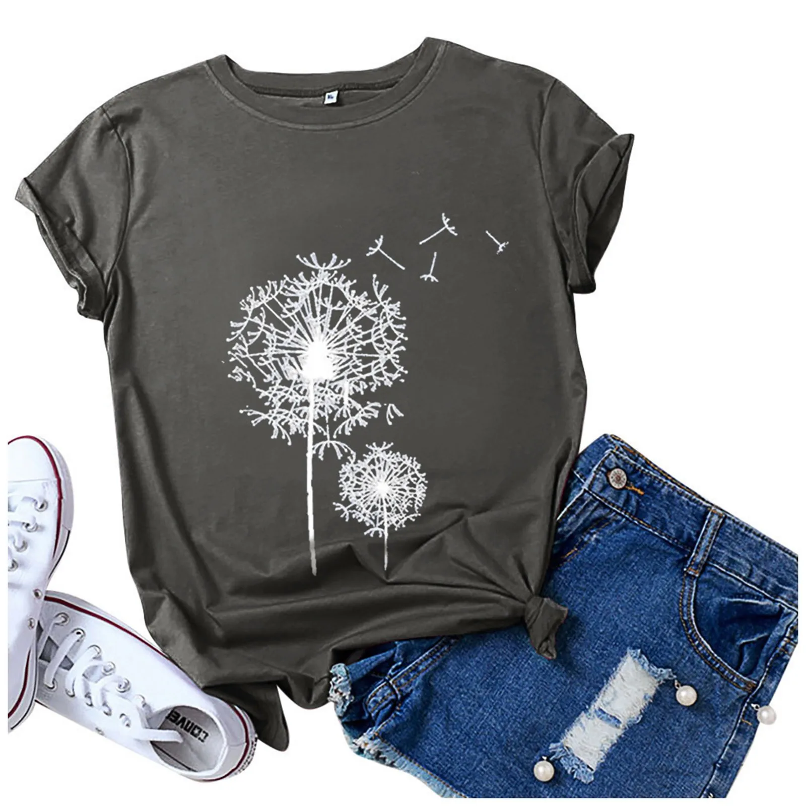 Футболка женская с принтом одуванчика хлопковая Повседневная смешная рубашка в