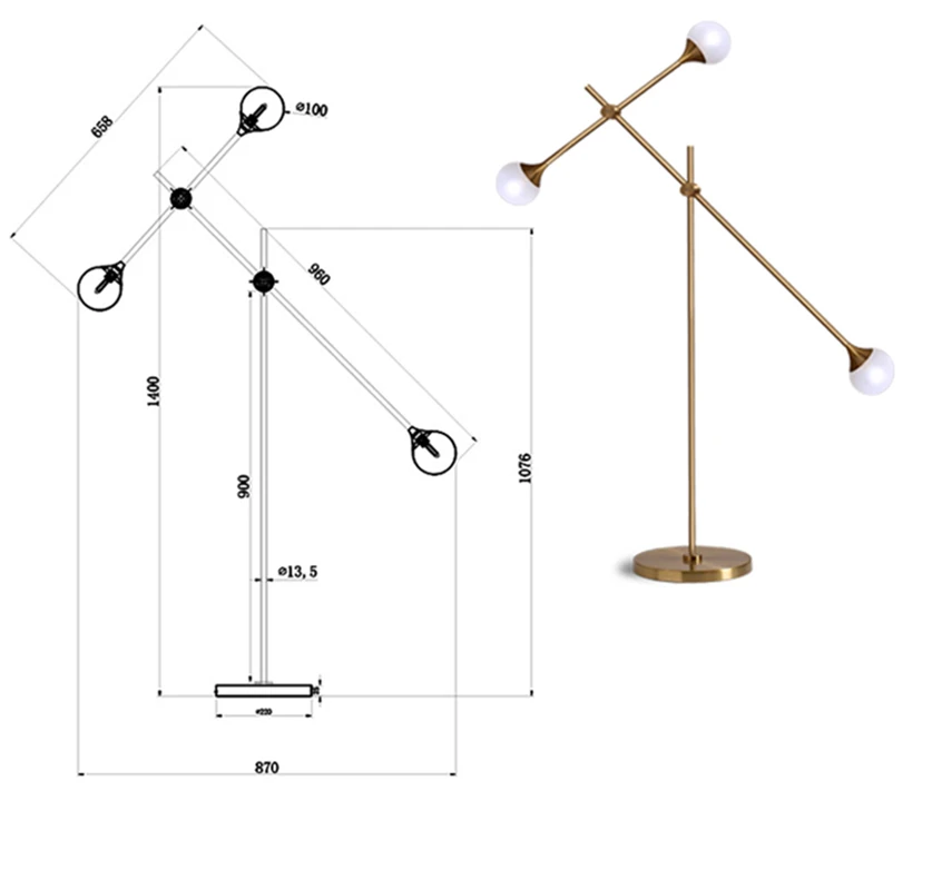 Напольная Лампа G9 новый дизайн Регулируемая Латунь цвет хорошее качество модная