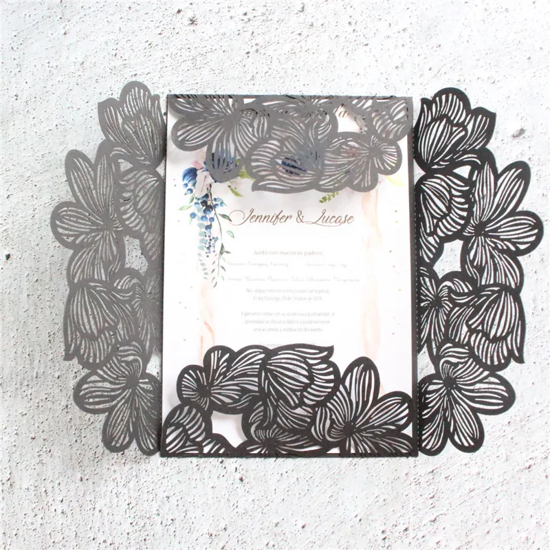 Лепестковая пригласительная карта сложенная лазерная резка для свадьбы