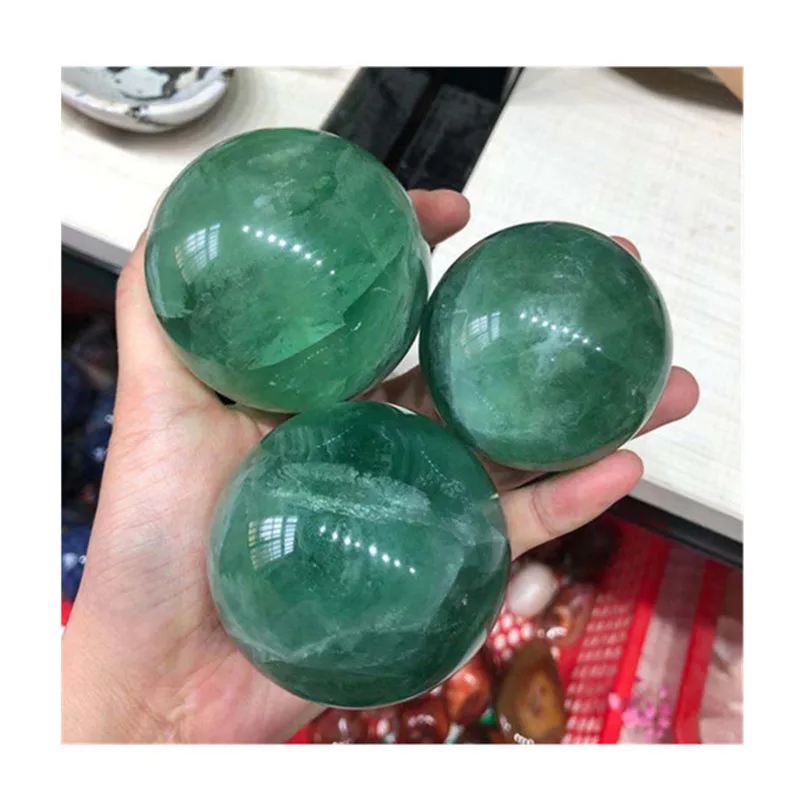 

Green Fluorite Ball Carved Crystals Healing Stones For Decoration