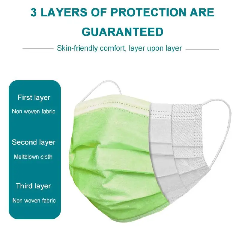 Маска одноразовая непромокаемая трехслойная с фильтром 50/100/500 шт.|Маски| |