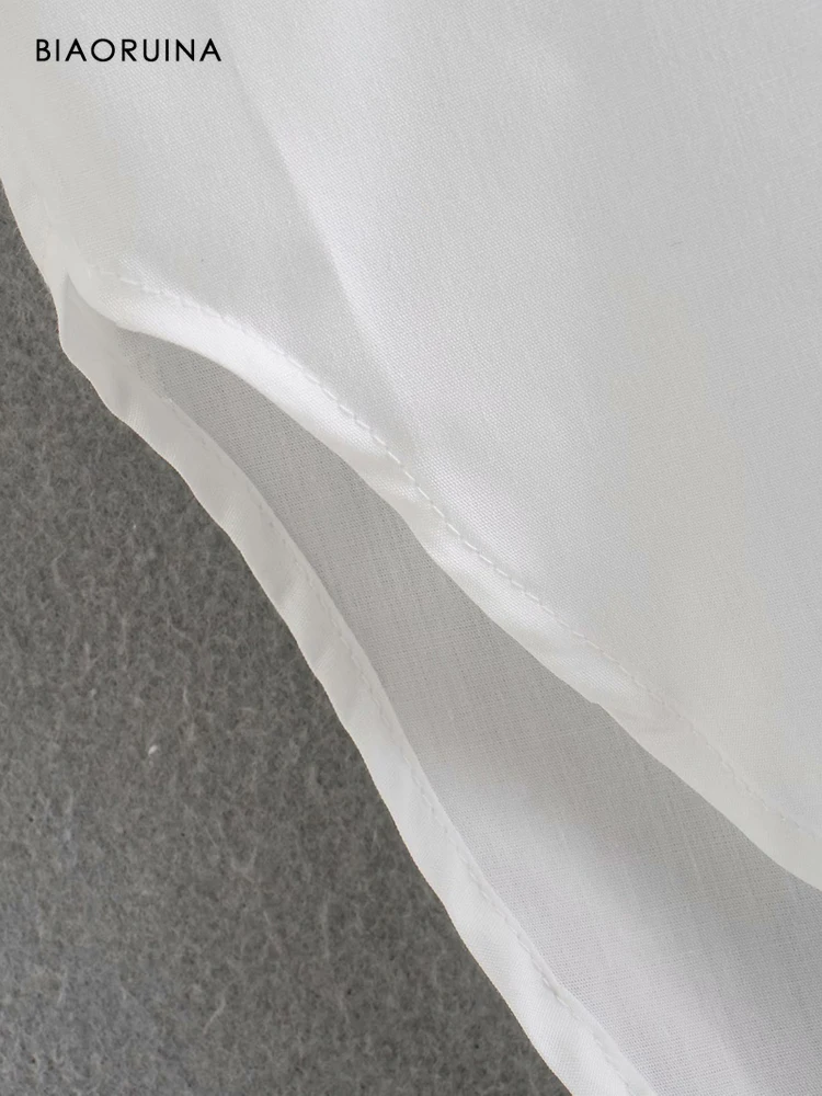 

BIAORUINA Women's White Sleeveless Single Breasted Loose Casual Shirt Two Pockets Female Everyday All-match Blouse Tops