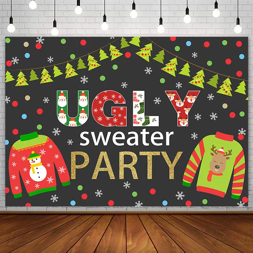 

Avezano Christmas Backdrop Winter Ugly Sweater Party Beautiful Snowflake Banner Photography Background Photo Studio Photophone