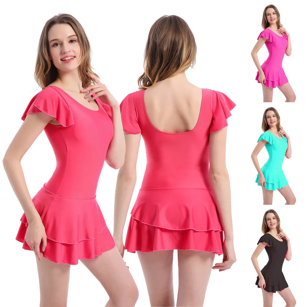 

Новый купальник консервативный пикантный женский скрывающий живот черный сплошной купальник пуш-ап с коротким рукавом Купальник большого ...