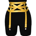 Жёлтая подвязка для ног Рождественский подарок Бондаж Клетка для тела Высокое качество сексуальное нижнее белье пастельные Готические свадебные подвязки