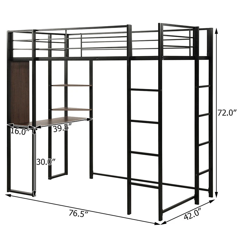 

Giantex Twin Size Space-Saving Metal Loft Bunk Bed Steel and MDF Bed with 13" Full Length Guardrails