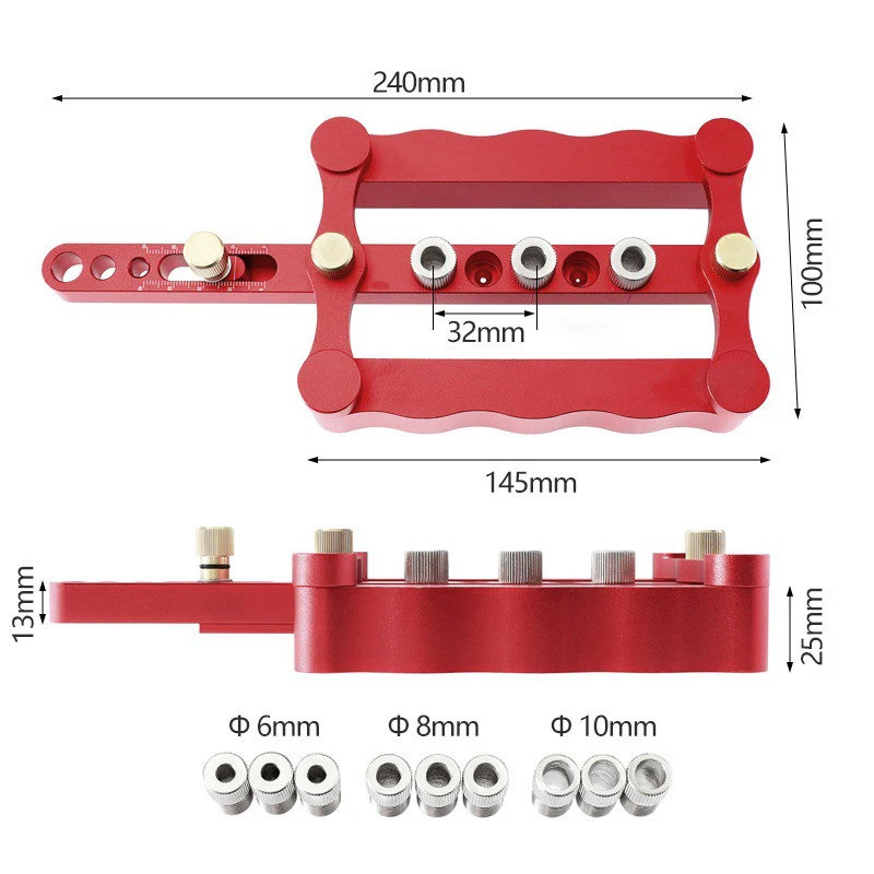 

Self Centering Dowelling Jig Kit 6/8/10m Wood Dowel Hole Drilling Guide Woodworking Tool Punch Positioner Stock Tool Sets