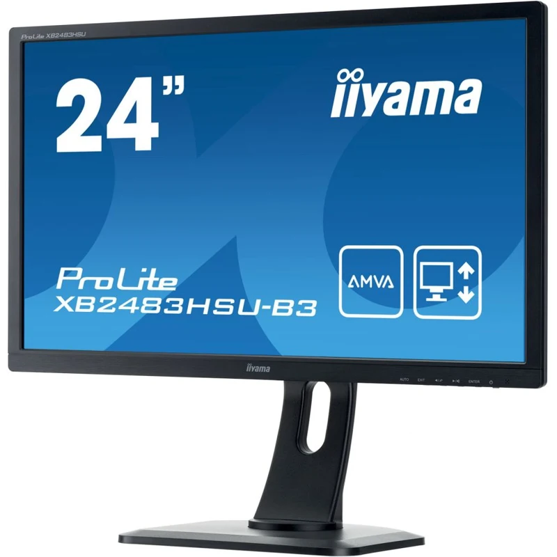 Монитор Iiyama 24&quot ProLite XB2483HSU B3 черный VA LED 4ms 16:9 HDMI DisplayPort M/M Mat HAS Pivot 30|Мониторы| |