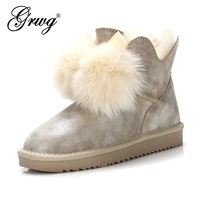 grwg 100 natural wool women snow boots genuine cowhide leather winter boots warm women ankle boots hot sale