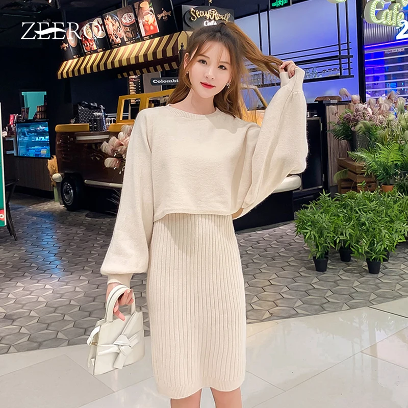 Высокое качество Осень зима 2020 Женский однотонный вязаный костюм комплект