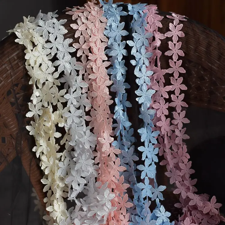 

Разноцветные водорастворимые Цветочные кружевные аксессуары, повязка на голову с вышивкой «сделай сам», свадебные аксессуары для костюма, цветок с 5 лепестками