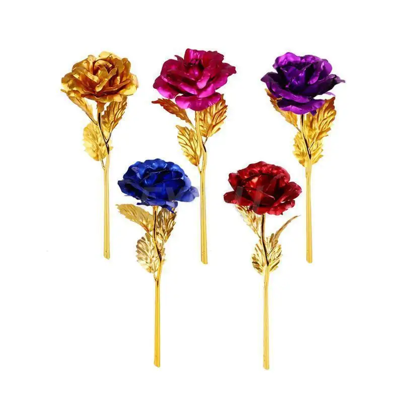 

Fashion 24k Gold Foil Plated Rose Creative Gifts Lasts Forever Rose for Lover's Wedding Valentine Day Gifts Home Decoration