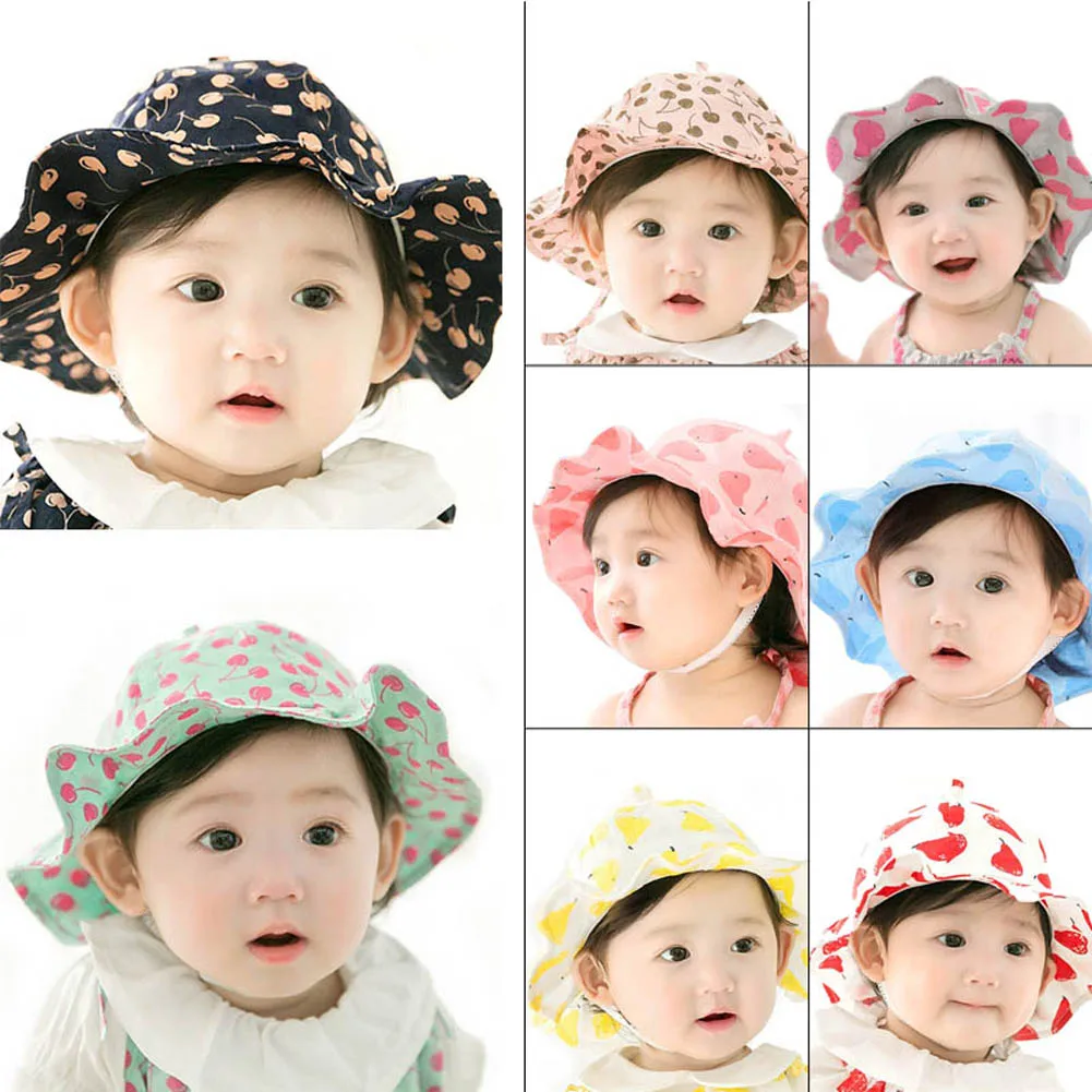 

Fashion Summer Baby Princess Hat Fruits Printing Kids Sweet Girls Cap Newborn Bucket Hats Photography Props