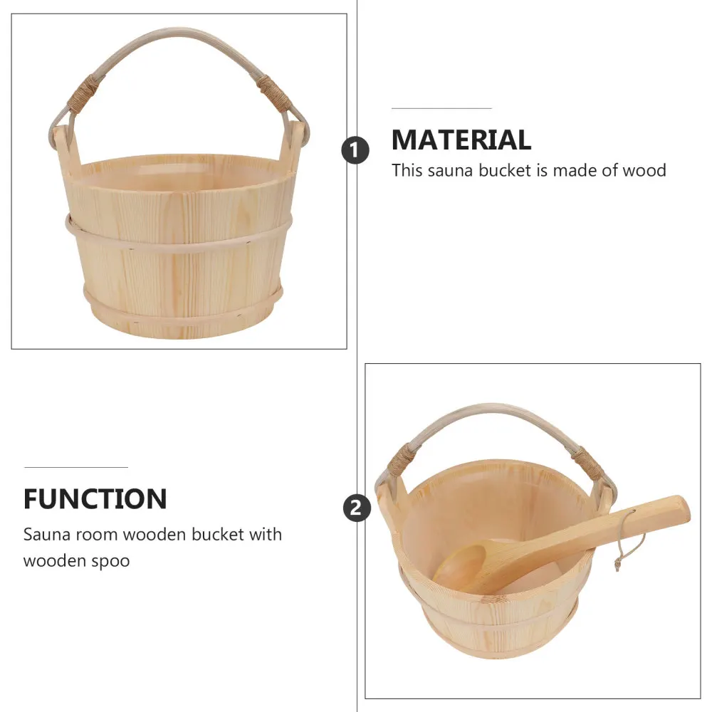 

1Set Sauna Bucket with Liner and Rope Handle Practical Sauna Supplies