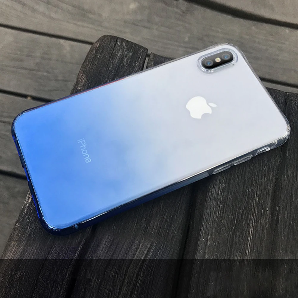 Градиентный прозрачный мягкий ТПУ чехол для iPhone 11 Pro XS MAX XR X тонкий цветной