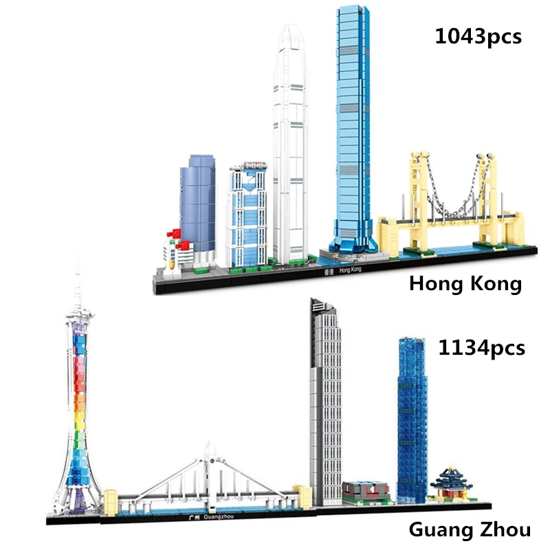 Коллекция известной архитектуры города Гонконг Гуанчжоу башня Шанхай модель