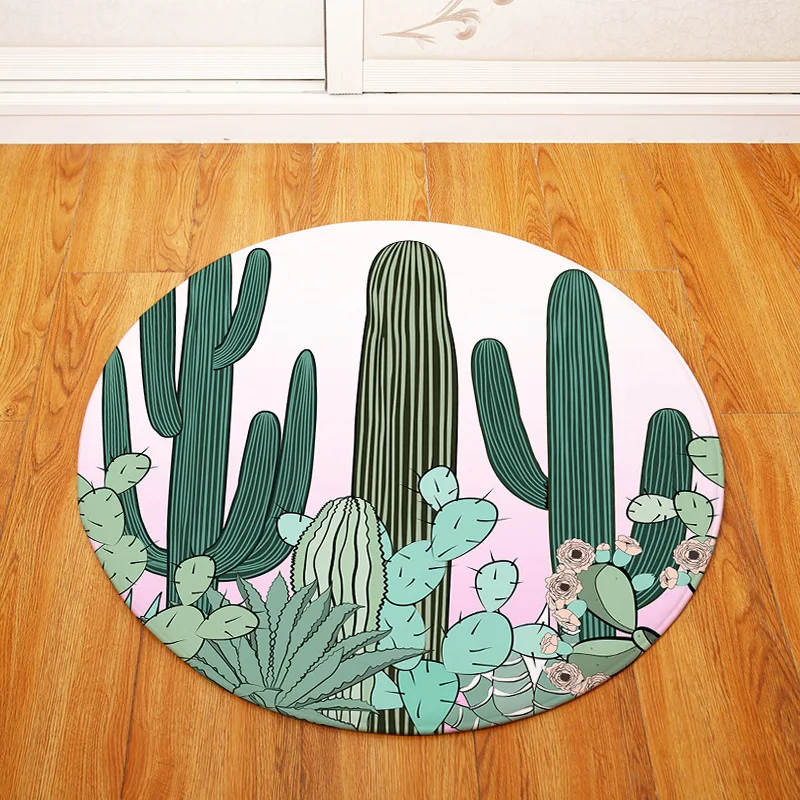 Круглый ковер с принтом тропических растений для гостиной компьютерный кресла