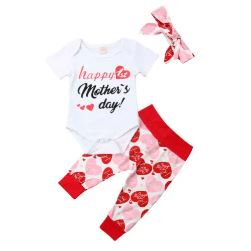 

3PCS Cotton Toddler Newborn Baby Boys Girl Outfit Romper+Pants+Headband Set