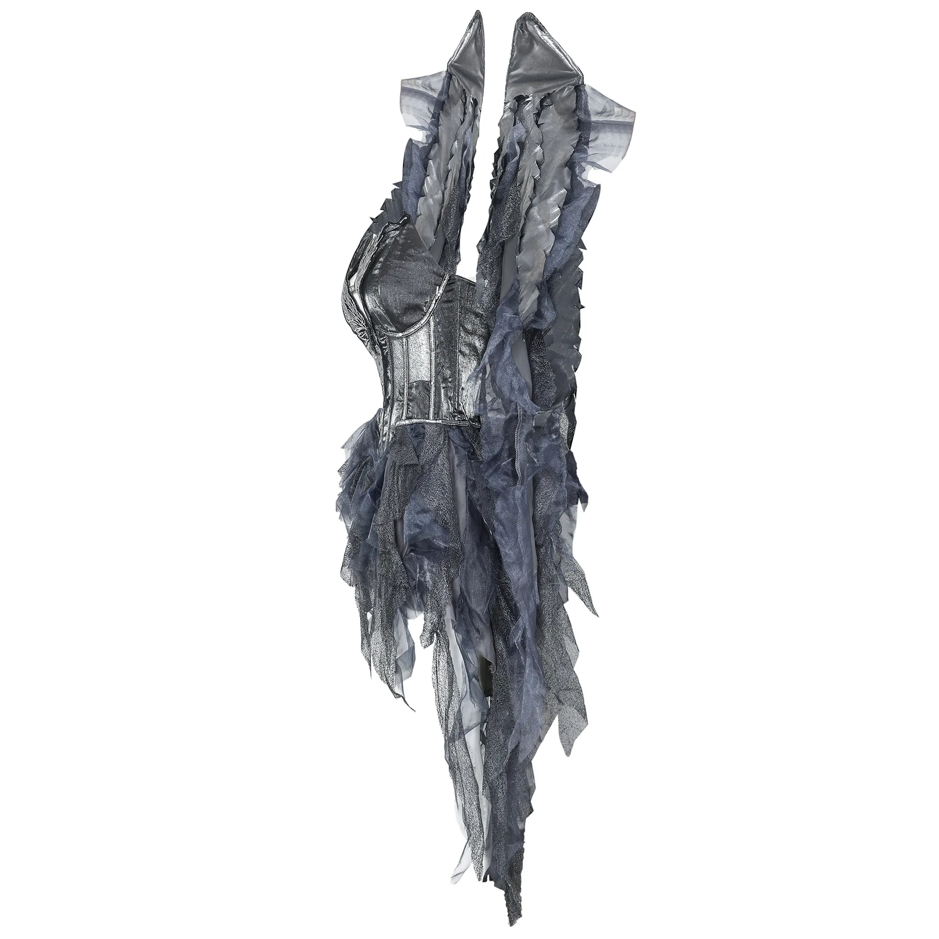 Женский костюм с вышивкой дьявола сексуальный белый ангела крыльями для