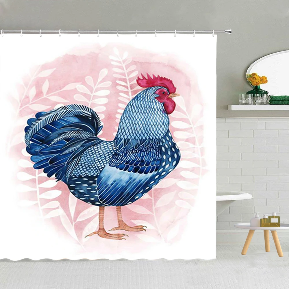 Занавеска для душа с изображением фермерской фермы цыплят тыква голубое небо