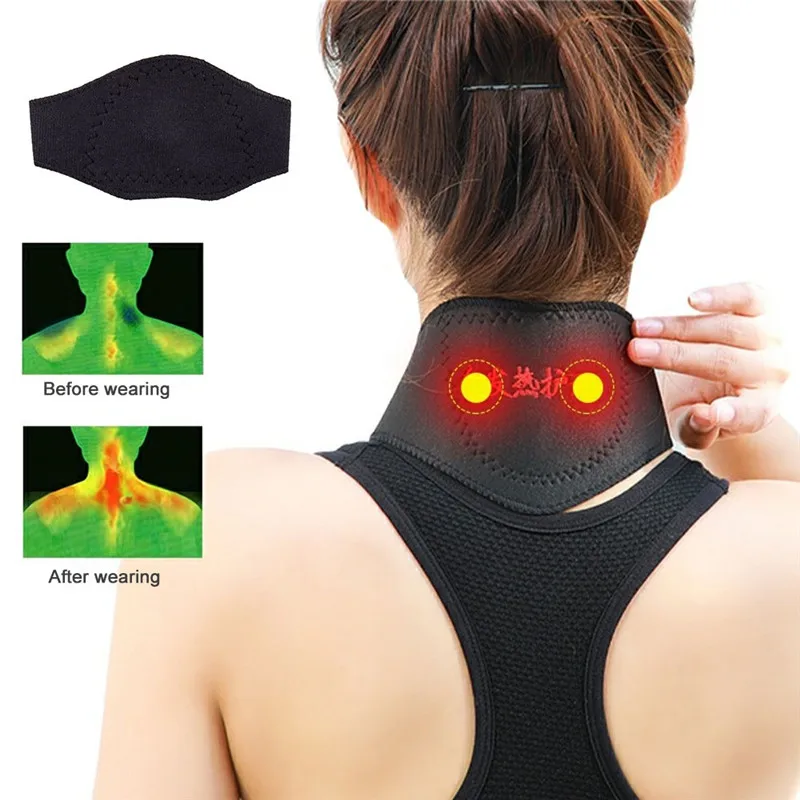1piece Self-heating Tourmaline Neck Magnetic Therapy Support Belt Wrap Brace Pain Relief Massager Products |