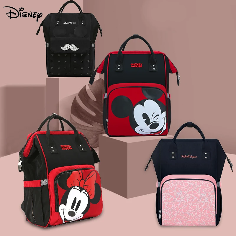 Disney милая красная сумка для подгузников с Минни и Микки Маусом мам рюкзак Большая