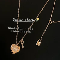 contracted light luxury fashion heart shaped tags key pendant female 925 sterling silver necklace valentines birthday