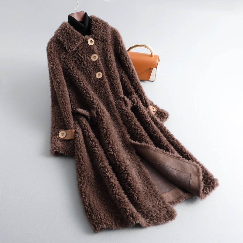 

JCHB 2021 High Quality Women's Fur Coat 100% Wool Woman Jacket Korean Style Winter Clothes Women Elegant Ropa Para Mujer Pph293