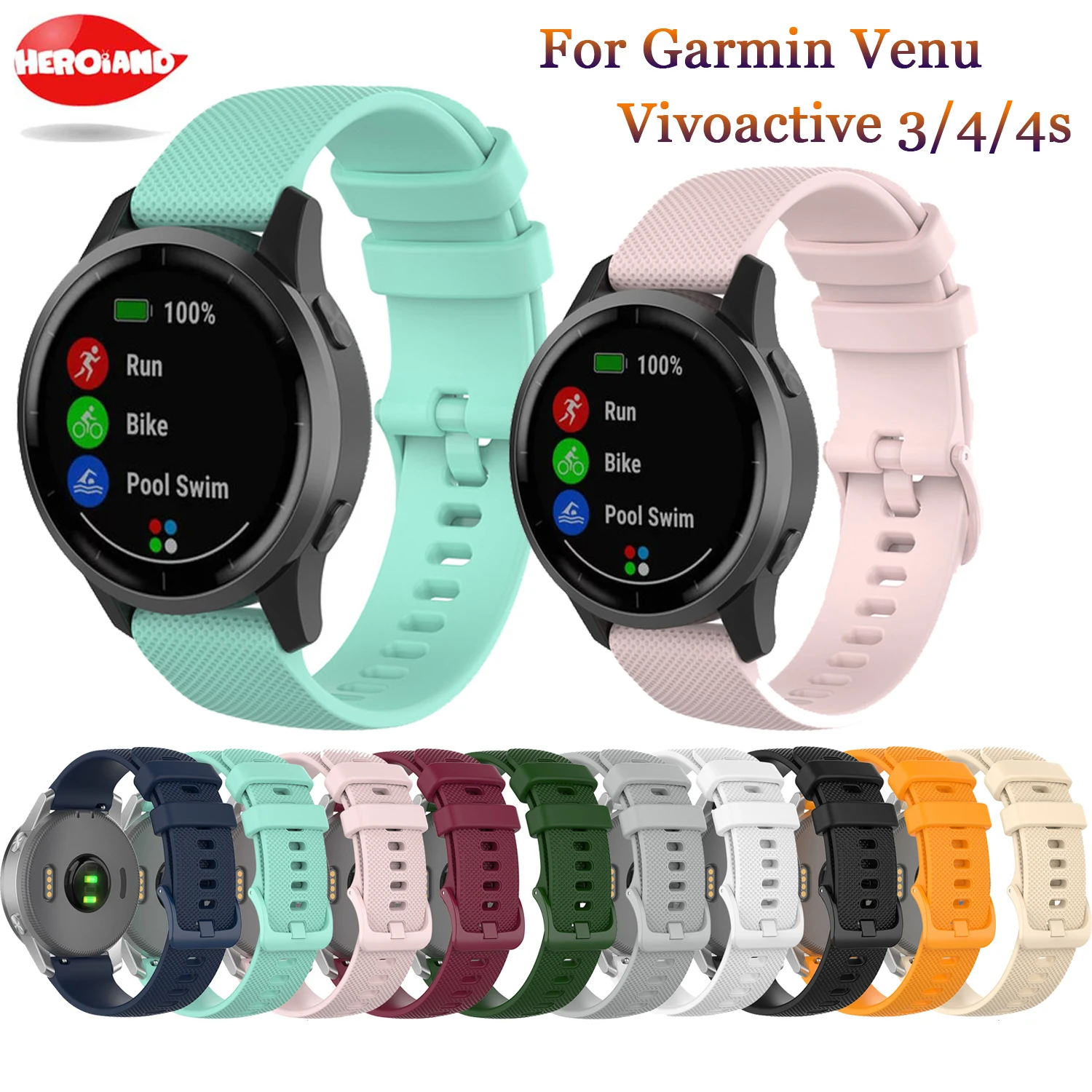 

18mm 20mm 22mm Watch Strap For Garmin Venu Vivoactive 3 Silicone Wristband Strap For Garmin Vivoactive4S 4 Forerunner 245 Correa