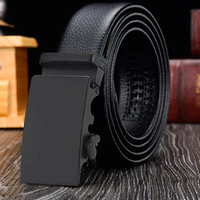 fashion mens belt leather flat automatic buckle belt 2022 new korean version trend leisure youth business travel leather belt